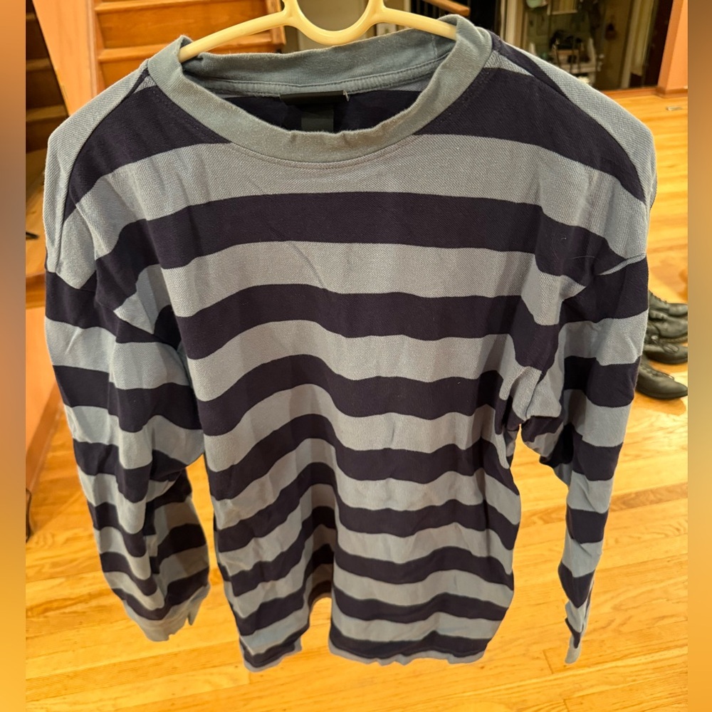 H&M Oversized Stripe Long Sleeve – Blue/Navy, Size S